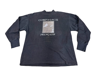Vintage Compagnie Française Black Long Sleeve Shirt Paris France Pullover