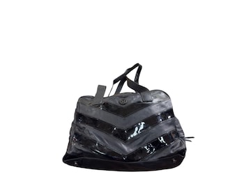 Lululemon Gym To Win Duffle Bag Black Chevron Patent Leather Overnight Travel