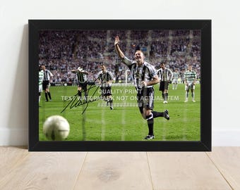 Alan Shearer Newcastle United Affiche A4 avec autographe imprimé et autographe