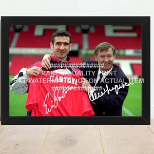Eric Cantona Alex Fergsuon Signed (printed) Manchester United Autograph Print Photo Framed Option Man Utd