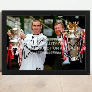 Eric Cantona Alex Fergsuon Signed (printed) Manchester United Autograph Print Photo Framed Option Man Utd