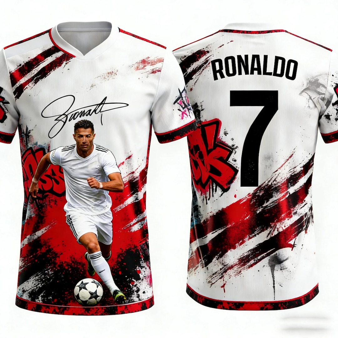 Cristiano Ronaldo #7 Soccer Jersey, 3D Print Football Shirt, Men