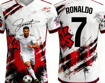 Maglia da calcio Cristiano Ronaldo #7, maglietta da calcio con stampa 3D, maglietta per tifosi uomo, donna e bambino
