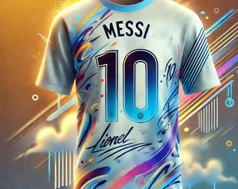 Messi 10 Light Blue & White Stripes Breathable Sports T-shirt Soccer Jersey 3d HD Prints Ideal Jersey Parent-child Outfit