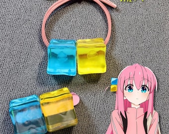 Cosplay Square Hairpin, Blue Yellow Anime Inspired Hair Clip, Party Gift for Girls