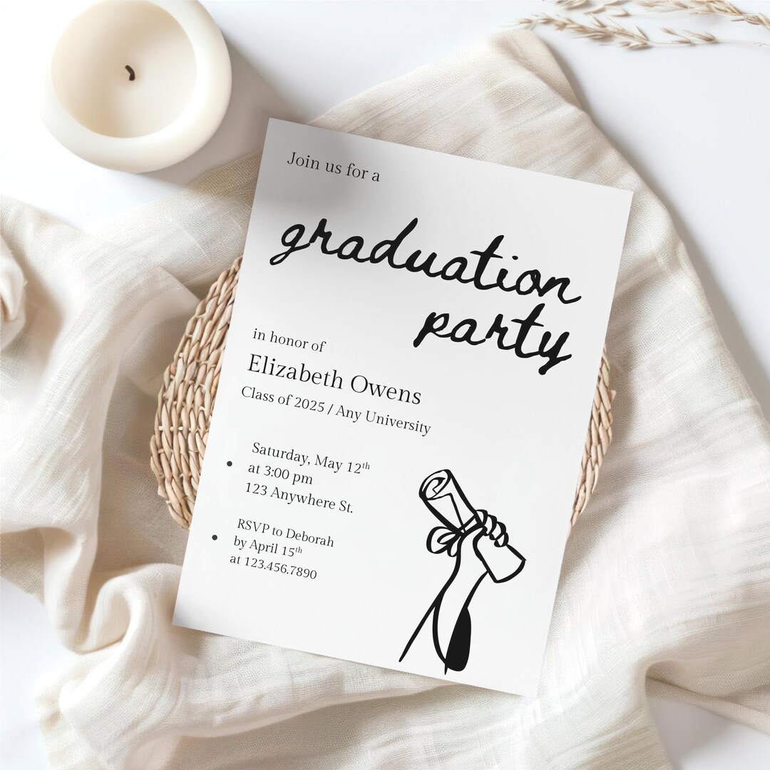 Graduation Party Invitation Template, Class of 2025 Grad Invite ...