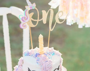 The original Design Unicorn First Birthday cake topper. Gold glitter. Unicorn First Birthday. Unicorn Cake Topper