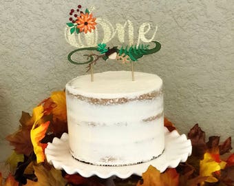 One Pumpkin  Cake Topper. Pumpkin Cake Topper. First Birthday Cake Topper