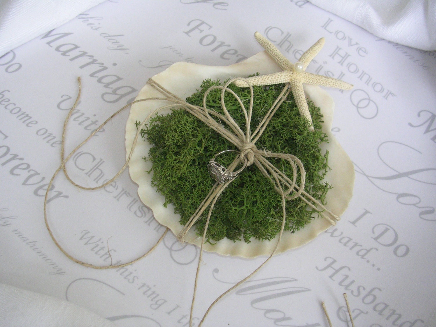 Seaside Beach or Nautical Wedding Seashell Ring Bearer Pillow Etsy