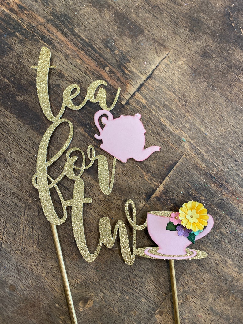 Tea for Two Birthday Cake Topper. Tea Party Birthday. Tea Cake Etsy