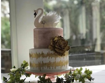 Adorno para tarta de cisne con purpurina: decoración para fiesta de primer cumpleaños