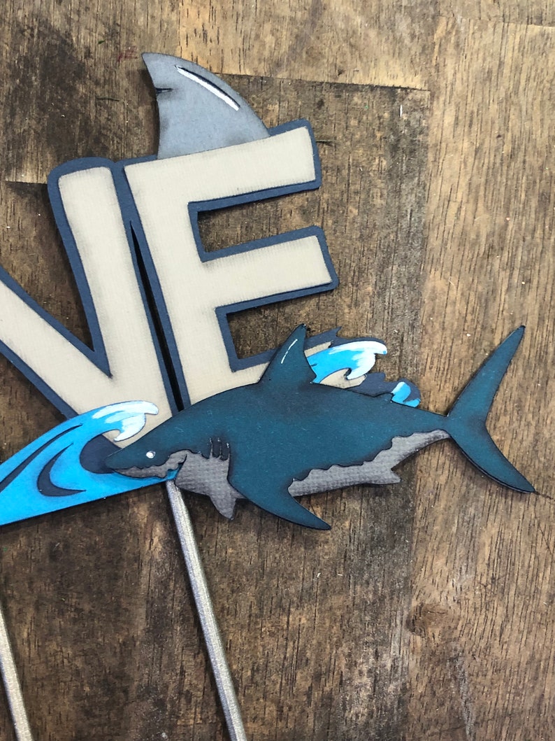 Shark Cake Topper. Shark Birthday Cake Topper. Shark Theme Etsy