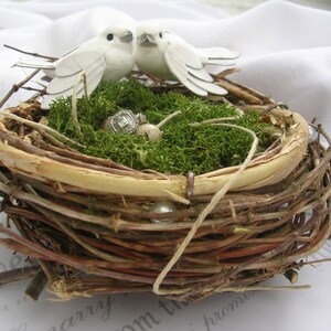 Ring Bearer Pillow Rustic & Elegant Ring Bearer Birds Nest Pillow Alternative image 5