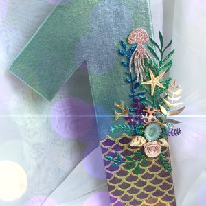 Mermaid theme Number Photo prop. Mermaid party decoration
