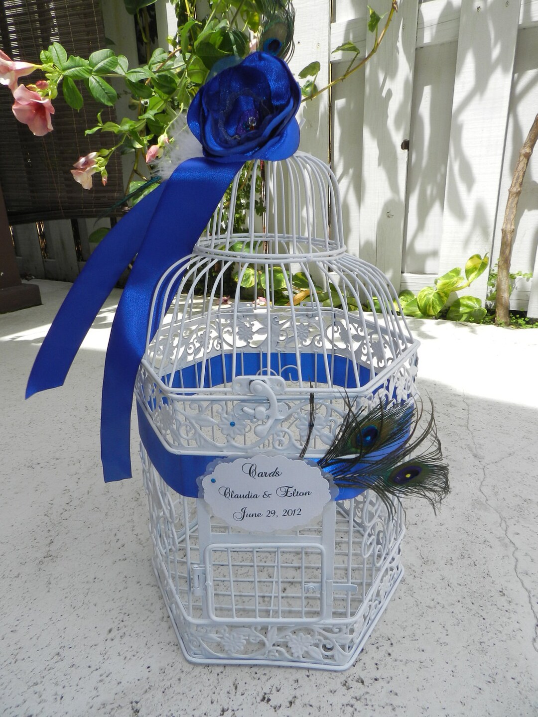 Elegant Birdcage Wedding Card Holder - Peacock Feather Decor Theme - Etsy