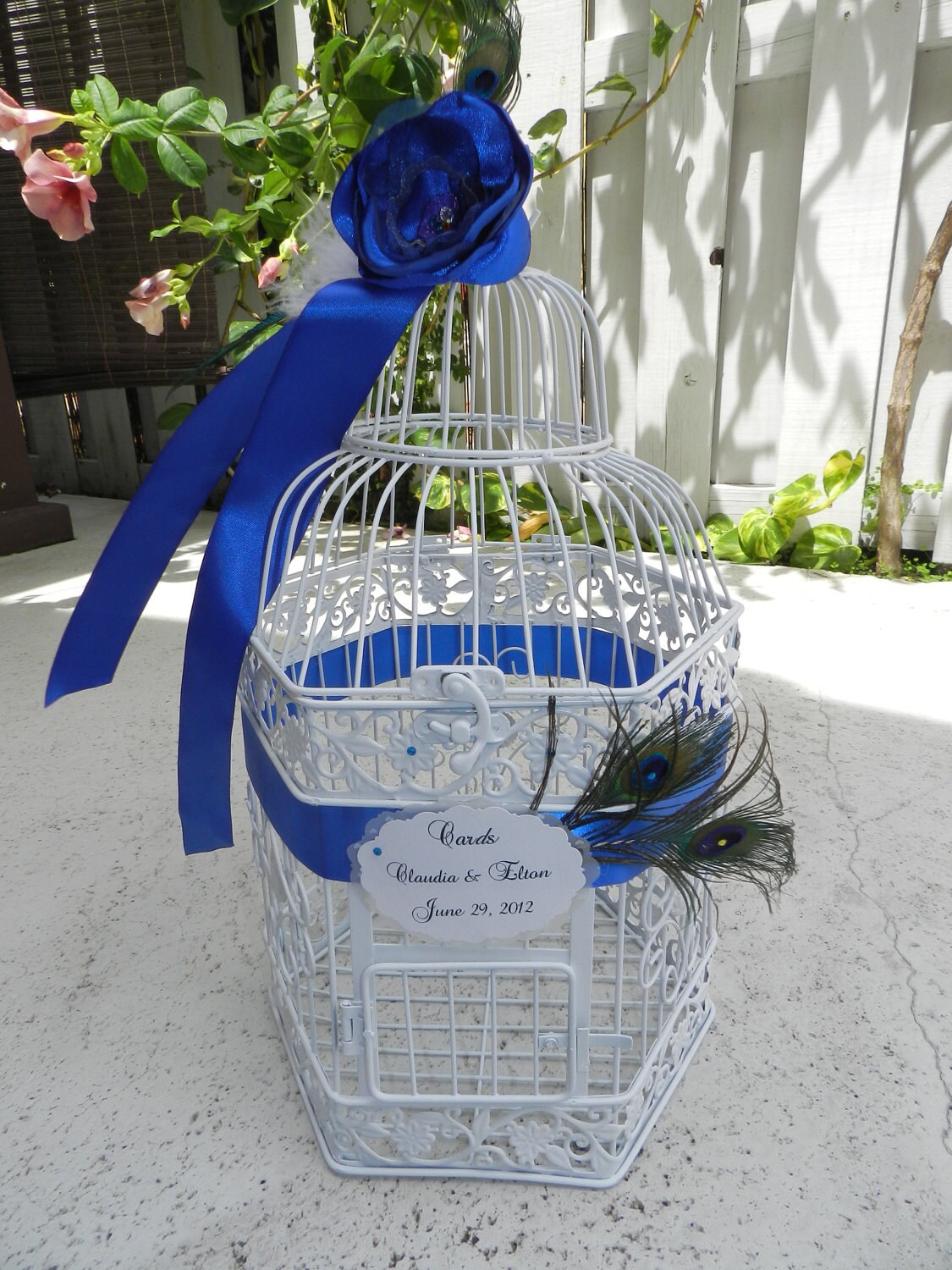 Elegant Birdcage Wedding Card Holder - Peacock Feather Decor Theme - Etsy
