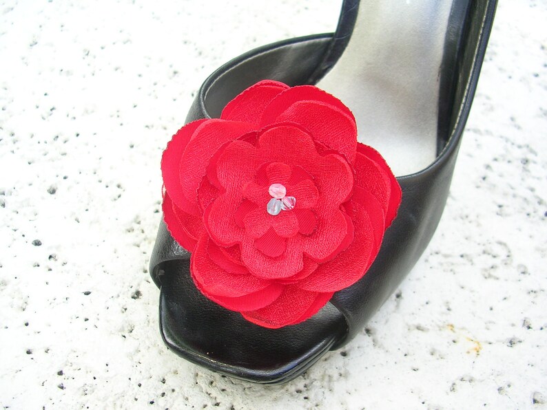 Elegant Poppy Red Shoe Clips Etsy