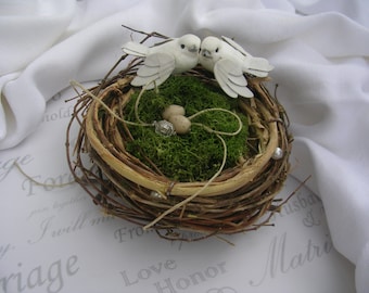 Rustic Birds Nest Ring Pillow: Woodland Wedding Ring Bearer Alternative