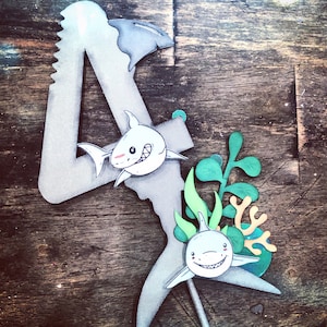 Shark Number cake topper.  Shark Birthday Cake Topper. Shark Theme Birthday.  Shark Birthday, Baby Shark party