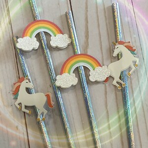 Unicorn straws. Unicorn and Rainbows straws. Set of 12
