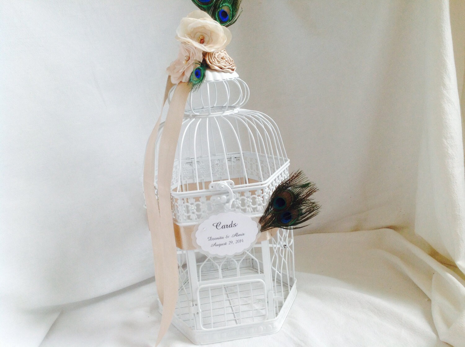 Elegant Birdcage Wedding Card Holder - Peacock Feather Decor Theme - Etsy