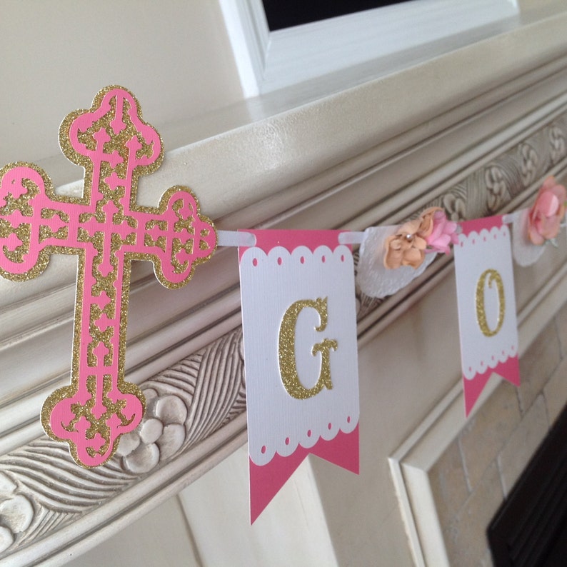 Baptism Communion or Confirmation Banner God Bless Banner