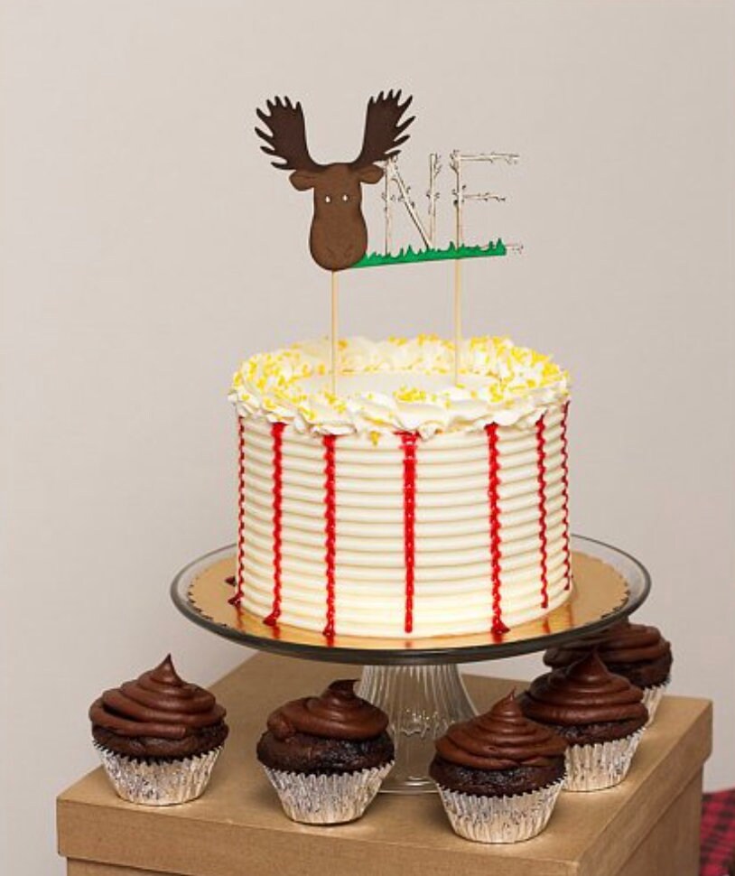 Fondant Black Bear Moose Pine Tree Cake Toppers 
