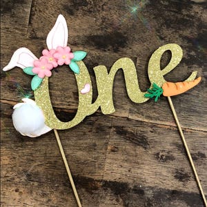 First Birthday Bunny cake Topper. Bunny cake topper.  Little bunny Birthday cake topper.