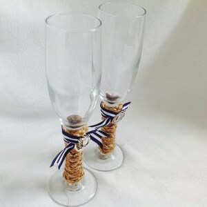 An Original Design by ChiKaPea Nautical Wedding Toasting Glasses, Beach Wedding image 3