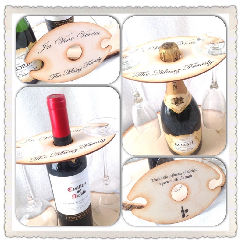 Wine Bottle and wine Glass holder Personalized & Customizable. image 1