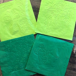 Cactus napkins. Cactus party napkins. Fiesta Napkins Set of 12 embossed napkins
