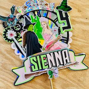 Wicked inspired cake topper. Personalized with name and age.