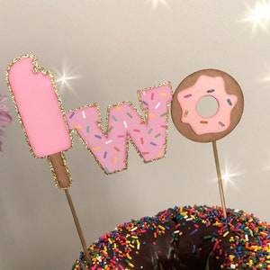 Donut Cake Topper. 2nd Birthday Cake Topper, Two Sweet Cake Topper. Donut party