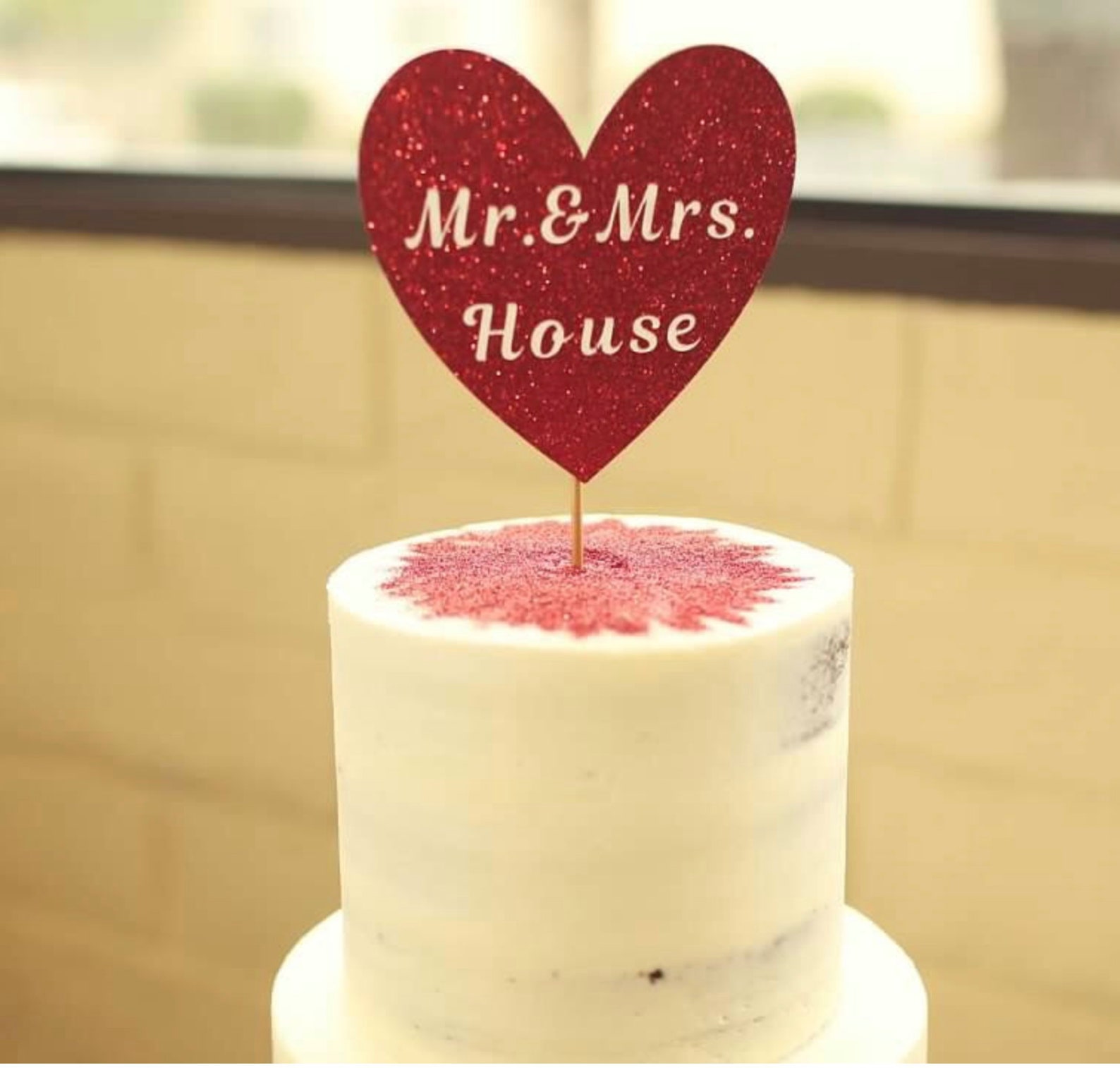 Heart Cake Topper. Mr. and Mrs. Cake Topper. Personalized Etsy