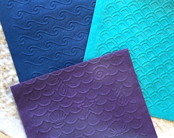 Embossed Mermaid Party Napkins: Under the Sea Baby Shower, Set of 12