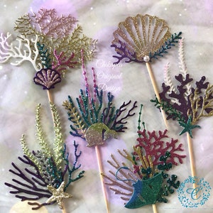 Under the Sea Cupcake toppers. Under the Sea Birthday Cupcake Toppers. Mermaid party cupcake toppers. Under the Sea party. Set of 12