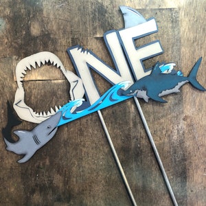 Shark cake topper.  Shark Birthday Cake Topper. Shark Theme Birthday.  One Birthday, Baby Shark party