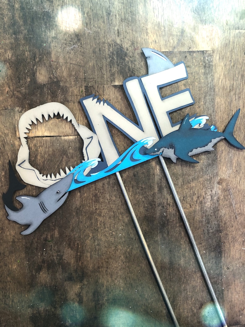 Shark Cake Topper. Shark Birthday Cake Topper. Shark Theme Etsy