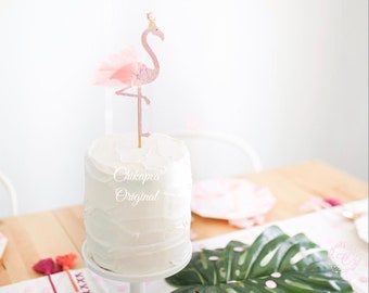 Flamingo Cake Topper. Customizable First Birthday Cake Topper, Boho Cake Topper. One Birthday