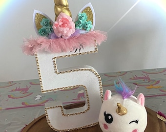 Unicorn theme Number Photo prop. Unicorn party decoration