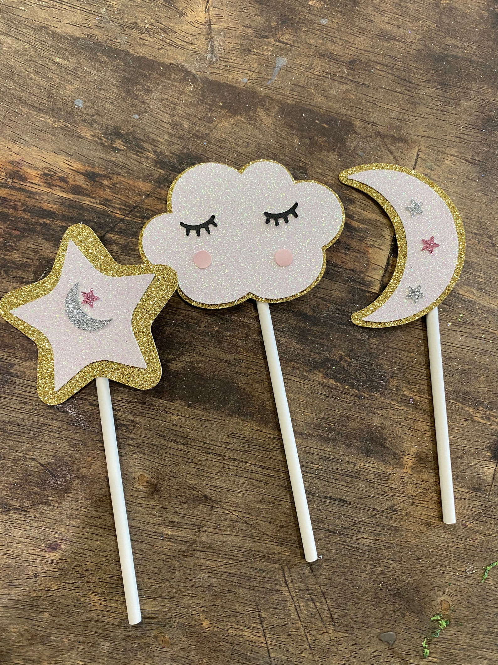 Clouds Stars and Moon Cupcake Toppers. Set of 12 Toppers. to - Etsy
