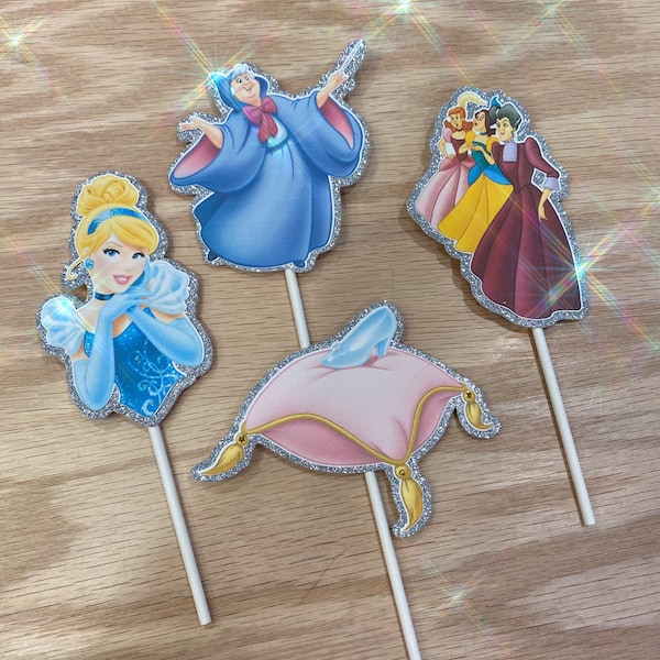 Cinderella cupcake toppers. Set of 12. Cinderella Birthday. Princess birthday