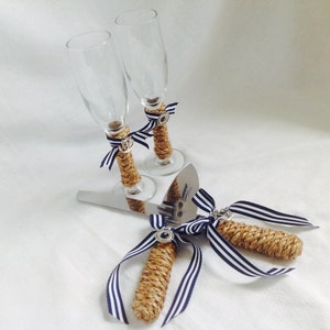 An Original Design by ChiKaPea Nautical Wedding Toasting Glasses, Beach Wedding image 5