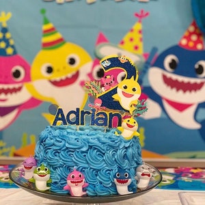 Baby Shark cake topper.  Shark Birthday Cake Topper. Shark Theme Birthday. Baby Shark party