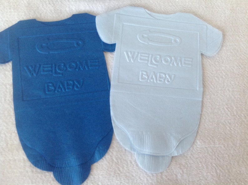 Baby Boy Shower Napkins Set of 20 Blue Embossed Napkins Etsy