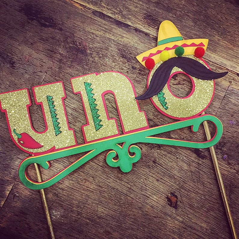 Uno First Birthday cake topper. Uno First Birthday. Fiesta Cake Topper. Fiesta first birthday image 1