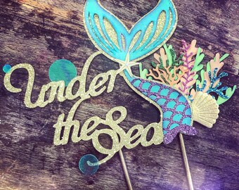 Gold Glitter Mermaid Cake Topper: Under the Sea Birthday Party