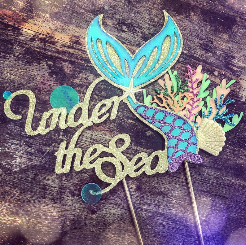 Under The Sea Birthday Cake Topper Mermaid Cake Topper Under Etsy