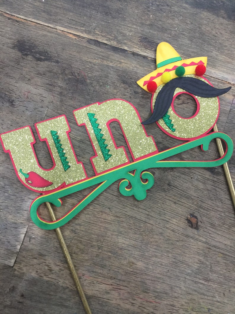 Uno First Birthday cake topper. Uno First Birthday. Fiesta Cake Topper. Fiesta first birthday image 10