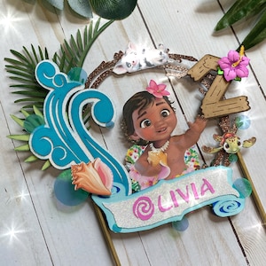 Moana inspired Cake Topper. Tropical birthday. One Birthday, First Birthday. One cake topper. Moana topper